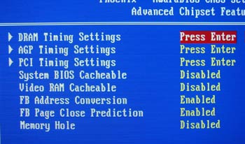 BIOS. Advanced Chipset Features