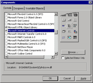  Microsoft HTML Object Library  Microsoft Internet Controls